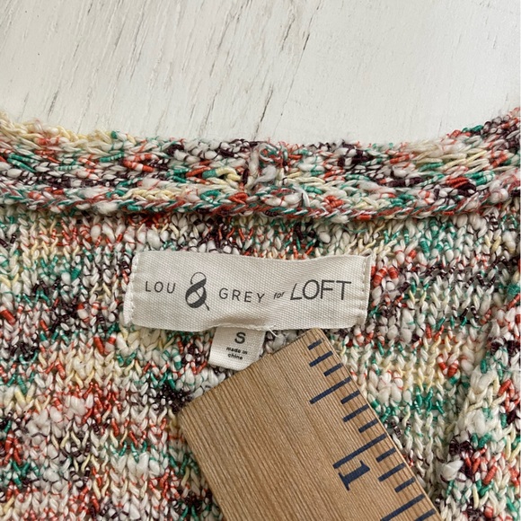 Lou & Grey for LOFT Cream and Multi Color Sweater Sz Small - Picture 3 of 6